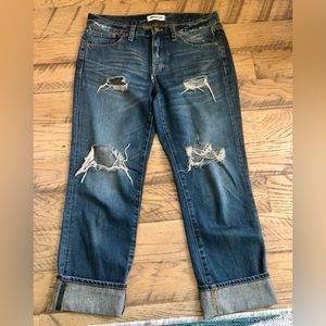 Madewell distressed straight leg lightweight boy jeans